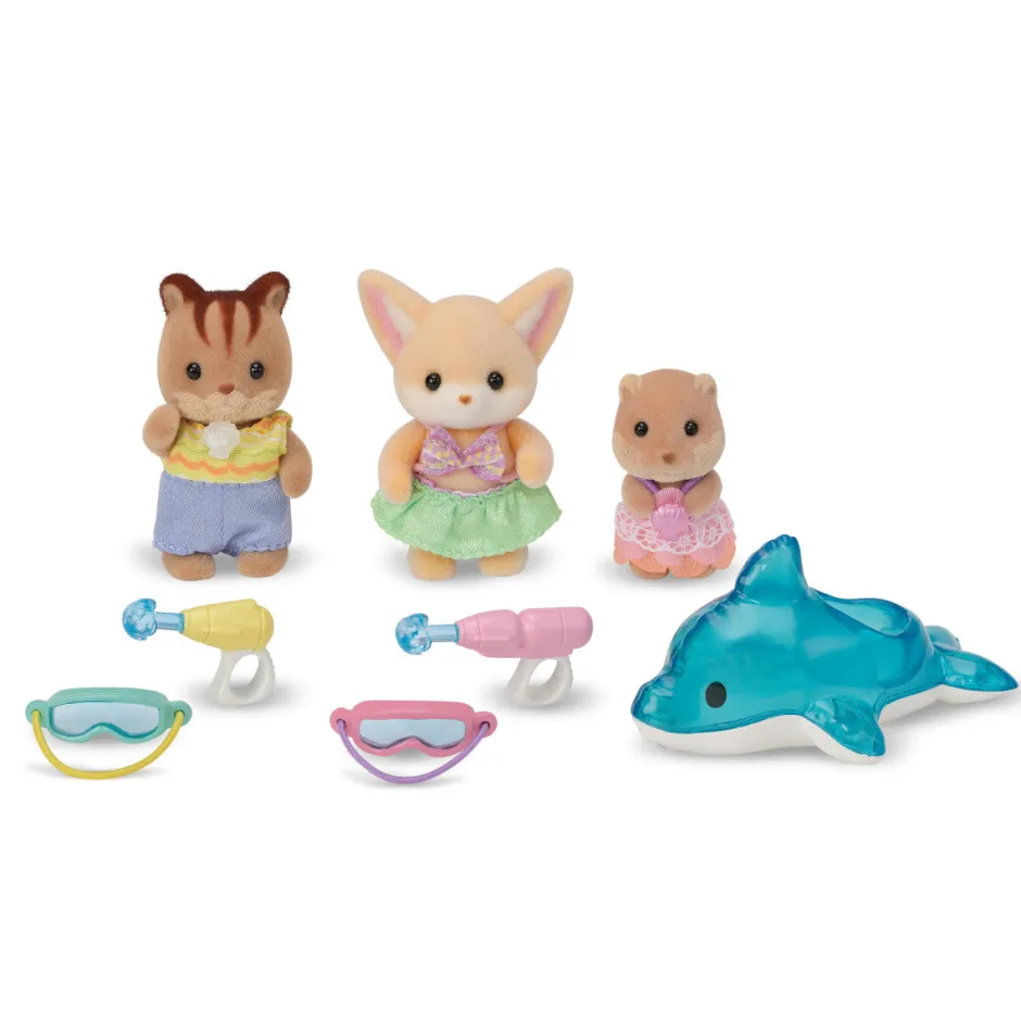 Epoch Everlasting Play Calico Critters Nursery Friends Pool Fun Trio Set - Owl & Goose Gifts| Plush Toys|Imaginative Play