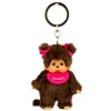 Sekiguchi Monchhichi 4 Inch Classic Plush Keychain - Pink Girl| Plush Toys|Plush Clips
