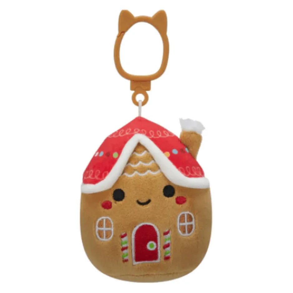 JazWares Squishmallow 3.5 Inch Casa the Gingerbread House Christmas Plush Clip| Plush Clips