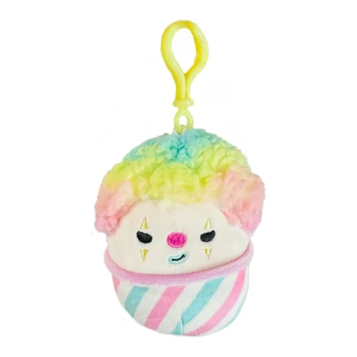 JazWares Squishmallow 3.5 Inch Declan the Snowcone Clown Plush Clip - Owl & Goose Gifts| Plush Clips